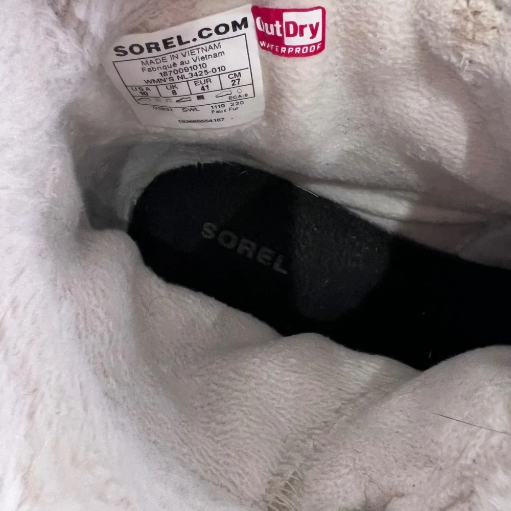 Sorel Explorer II Joan Waterproof Winter Boots Black Suede Faux Fur Womens 10